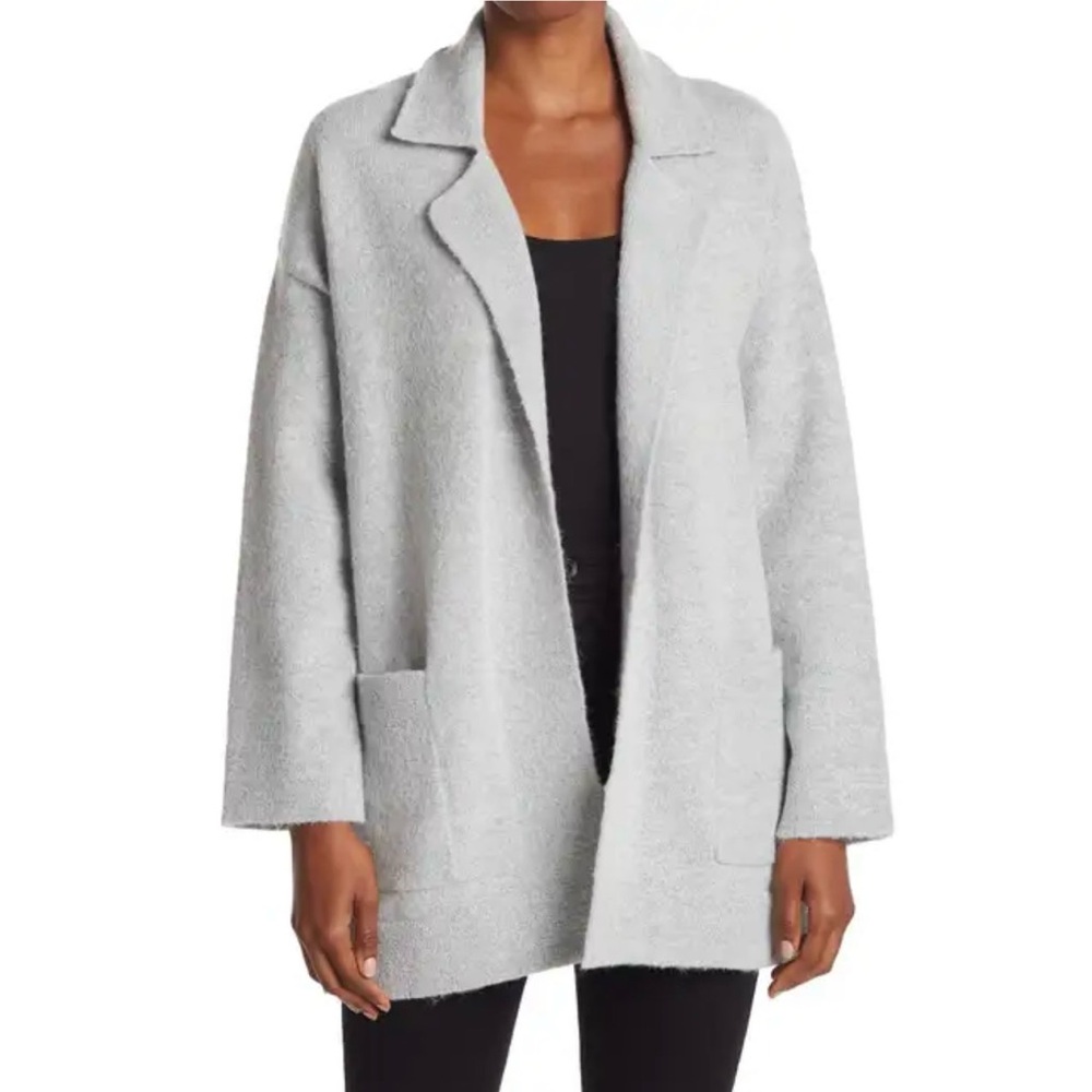 Thread & Supply Gray Open-Front Bouclé Cardigan